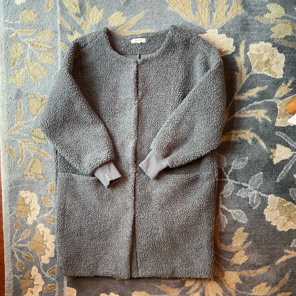 Madewell Gray Oversized Sherpa Coat Medium